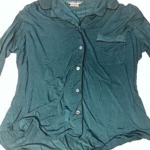 Victoria's Secret Teal Green Button-Down Sleep Shirt